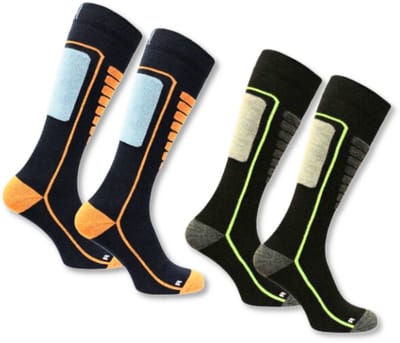 Norfolk Skisokken - 2 Paar - Merino Wol Schokabsorptie Skisokken - Naadloos - Zacht, Warm en Droog - Zwart/Blauw - Maat 39-42 - Courchevel 2 Pack