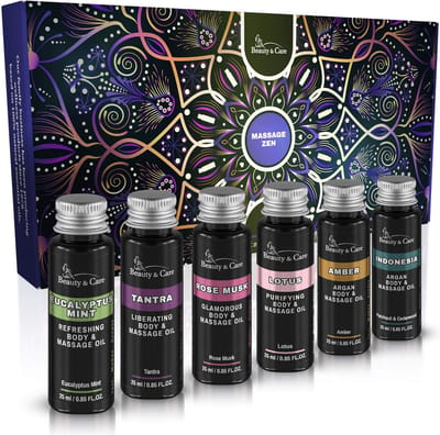 Beauty&Care® Massage en body olie pakket - Cadeaupakket Massage Olie Zen - Massageolie en bodyolie - Set 6 x 25 ml - Massageolie Geschenkset - Verzorging & Accessoires - Vrouwen