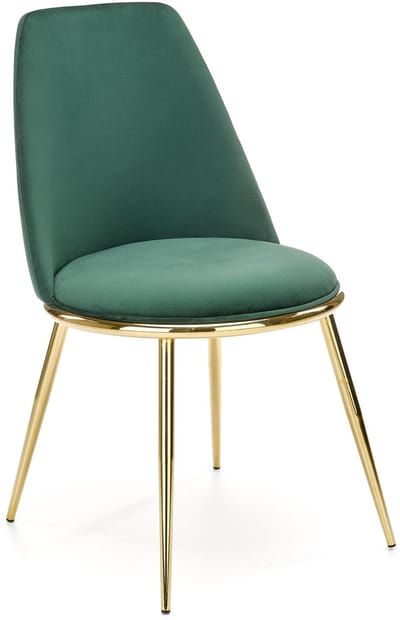 Halmar K460 Serie - Eetkamerstoel - Donkergroen - Vergulde Poten - Fluwelen Bekleding