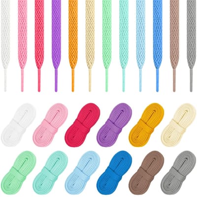 BRENZOOS- Veters 120 cm - Kleurige Veters - Dubbele Laag - Platte Veters - 12 Paar - Duurzaam Polyester - Schoenveters