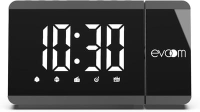 Slim Wekker met USB-poorten, Radio, Thermometer en Dubbel Alarm – Zwart