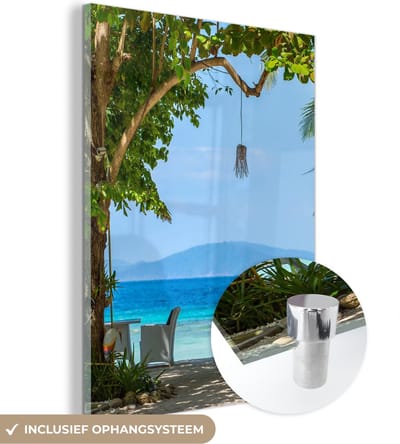MuchoWow® Glasschilderij 30x40 cm - Schilderij acrylglas - Tropisch - Strand - Zee - Foto op glas - Schilderijen