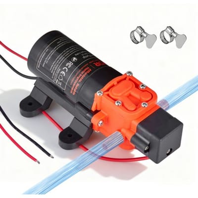 VEVOR Waterdrukpomp, 12 V Dc 1,2 Gpm (4,5 L/Min), 2-Kamer Zelfaanzuigende Membraanwaterpomp met 2 Slangklemmen, Maximale Druk 80 Psi, Stille Werking, voor Campers, Caravans, Boten En Tuinirrigatie