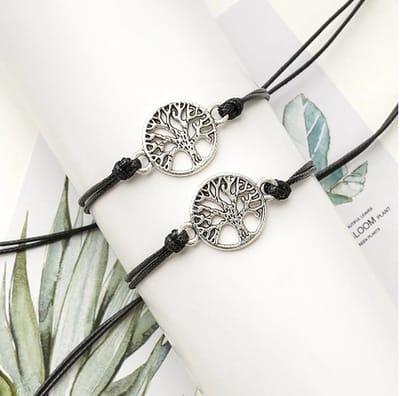 Akyol - vriendschapsarmband -vriendinnen armband-moederdag -armband voor 2 -bff armband -vriendschaps armband -Armband met boom- Armband als cadeau - Armband gift -Armband kado-best friends armband-Zwarte armband -Bruine armband met hangertje - Armba