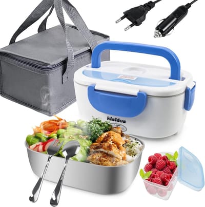 Verwarmde lunchbox voor sigarettenaansteker - elektrisch, 60 W, 1,5 L - geschikt voor thuis en auto - blauw