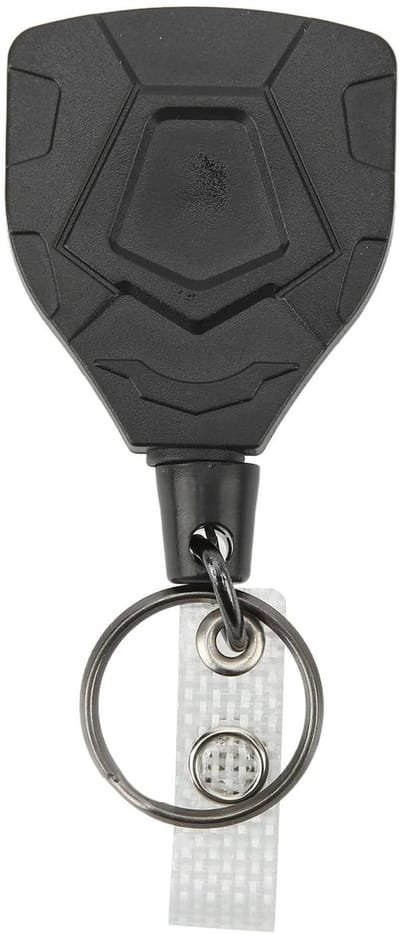 Fako Bijoux - Robuuste Uittrekbare Sleutelhanger Met Koord - Met Karabijnhaak En Badgehouder - Pentagoon Clip - 75 cm Stalen Koord - Veilige Sleutelhanger - ID-Haspel Voor Werk En Evenementen