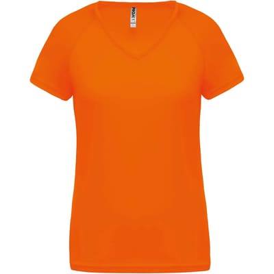 PROACT® Dames sport-t-shirt V-hals PA477 - Fluorescent Orange - XS