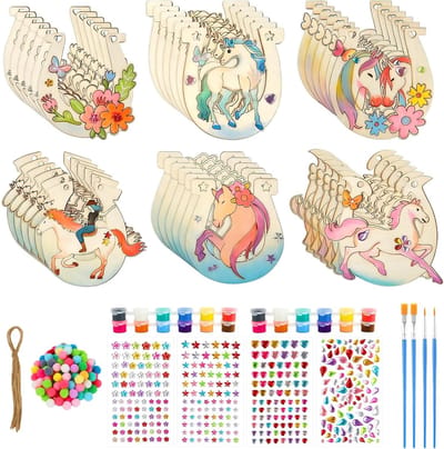 Houten hoefijzers om te beschilderen - 158 stuks voor knutselen, creatief speelgoed, kinderverjaardag en hobbyprojecten