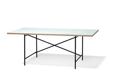 Richard Lampert Tafel Eiermann 1 - melamine wit/eiken rand - 110 x 66 cm - zwart - excentrische stut - 140 x 80 cm