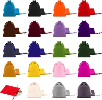 Organisatietassen van Fluweel, 7 x 9 cm, 38 Stuks Trekkoord Tassen voor Sieraden en Cadeaus, Luxe Fluwelen Pouches voor Feestjes en Verjaardagen