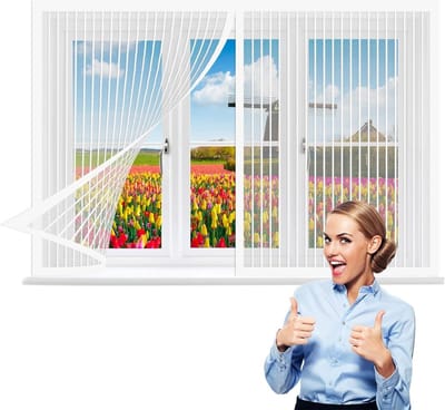 Horizontaal Hor - Vliegenraam Hor - Verse Lucht Binnen - Automatisch Sluitend - 175 x 130 cm - Wit