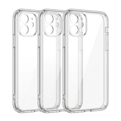 Transparant telefoon hoesje set van 3 geschikt voor iPhone 11 – doorzichtige backcover met verhoogde randen en schokbestendige hoeken – unisex clear case set