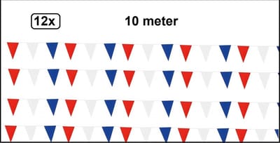 12x Vlaggenlijn rood/wit/blauw - EK voetbal oranje Nederland Holland thema feest