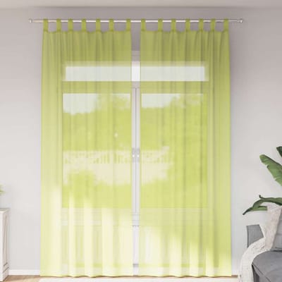 vidaXL - Gordijnen - voile - met - lipje - Top - 2 - st - Appelgroen