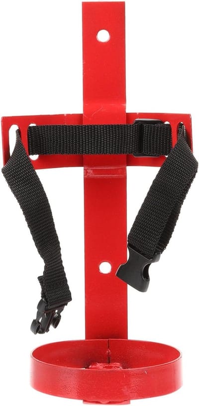 Brandblusser Houder - Wandrek Beugel - Veiligheid Thuis - Verstelbare Banden - 25.5x10.1cm - Rood