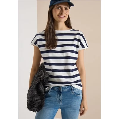 Shirt met boothals en knoopdetail