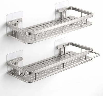Wandgemonteerd Opbergrek - Niet Boren Douchemandje - Aluminium Opbergrek - Badkamerplanken - Doucheplank Voor Keuken Slaapkamer En Woonkamer