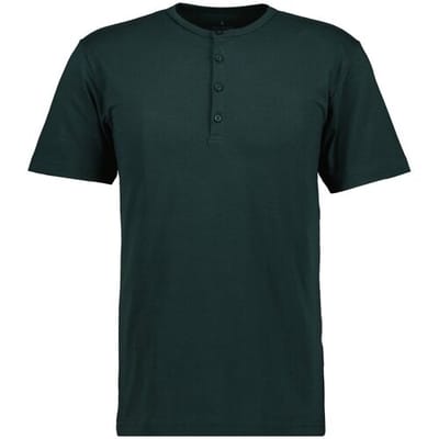 Ragman T-Shirt Serafino Round Neck Uni Pima Cotton Donker Groen / male