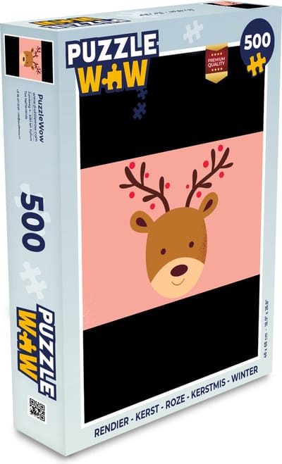 Puzzel Rendier - Kerst - Roze - Kerstmis - Winter - Legpuzzel - Puzzel 500 stukjes - Kerst - Cadeau - Kerstcadeau voor mannen, vrouwen en kinderen