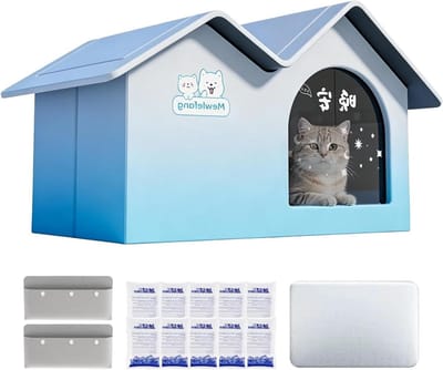 Kattenkoelhuis - Koelend Kattenhol - Warm Weer - Lekvrije Temperatuur - 56W x 7H cm - Blauw
