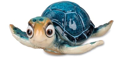 Schildpad - Decoratie - Blauw - Vrolijk - Beeld - 16x14x7cm - Polyserin