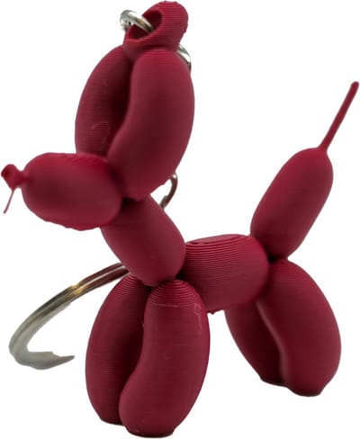 Ballon hond sleutelhanger - Plum - 3d geprint - Cadeau dierenliefhebber – Sleutelhanger dier – 4cm