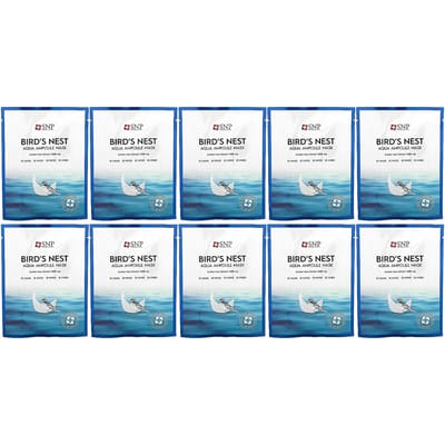 SNP, vogelnest, aqua ampul schoonheidsmasker, 10 sheetmaskers, 25 ml (0,84 fl oz) blue