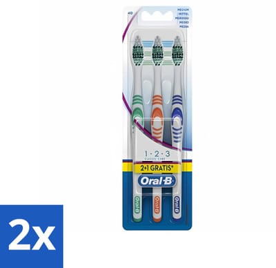 Oral-B - Tandenborstel - Classic 123 - Medium - 3 Tandenborstels - Voordeelverpakking - 2 stuks