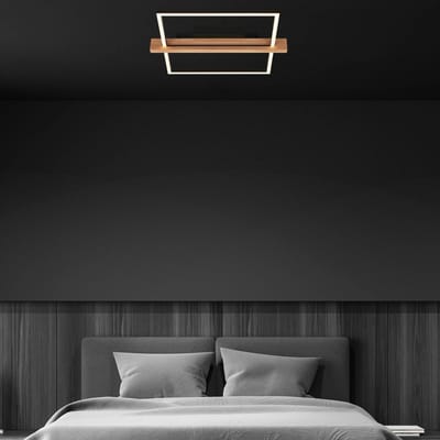 Briloner Moldura plafondlamp, 43x35 cm, hout, metaal, zwart