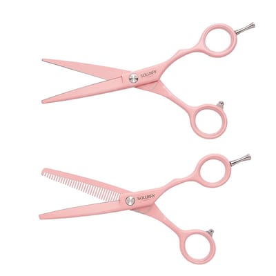 Kappersschaar & Coupeschaar Set - 5.5 inch - Pastel Roze - RVS-Soluxry Pink Lady -