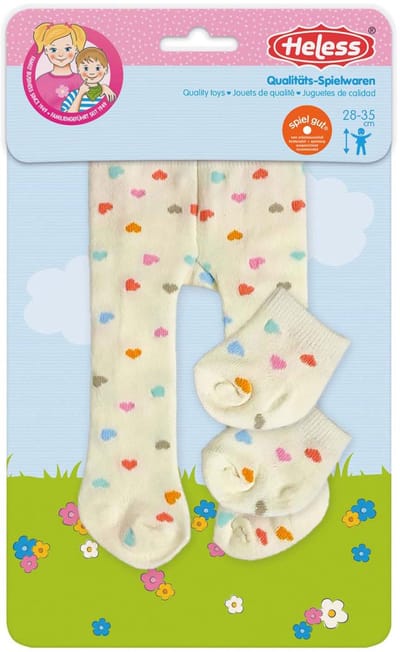 Heless poppenmaillot en sokjes hartjesconfetti beige 28-35 cm poppen.