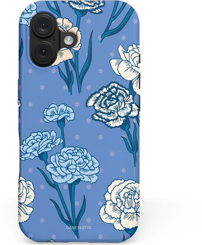 Casetastic hoesje geschikt voor Apple iPhone 16 - MagSafe - Dubbellaagse bescherming - Anjer melange - Fashion Case - Lavendel Petrol Zilver