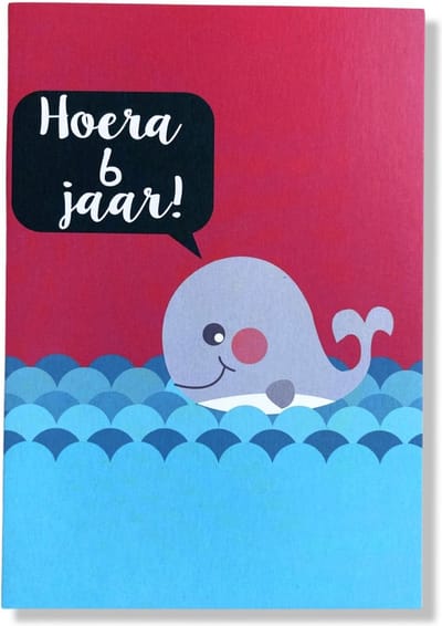 Hoera 6 Jaar! Luxe verjaardagskaart - 12x17cm - Gevouwen Wenskaart inclusief envelop - Leeftijdkaart