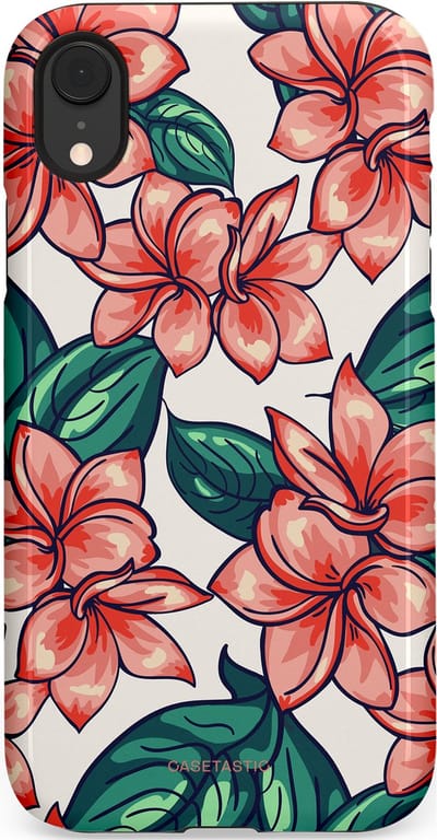 Casetastic hoesje geschikt voor Apple iPhone XR - Dubbellaagse bescherming - Bloemenparadijs - Fashion Case - Petrol Koraal Perzik Wit