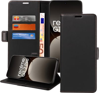 ChiGuard Book Case Hoesje geschikt voor Realme GT 7 Pro - Magnetische Sluiting - Portemonnee Rustic Zwart