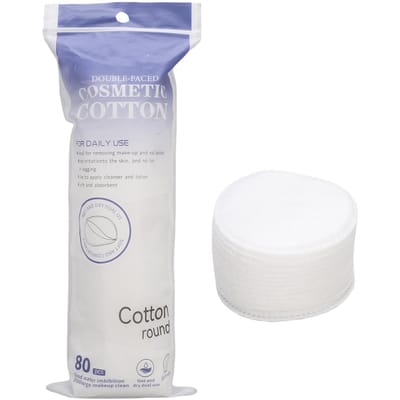Katoenpads Make-up Dubbelzijdig Zacht 3 Lagen Pluisvrij Plantaardige Vezels Katoenpads voor Gezicht 80pcs white