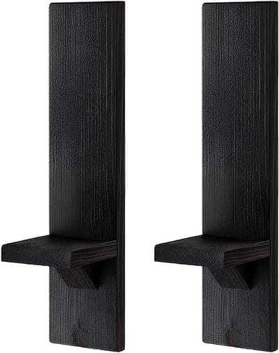 BOSREROY 2 stuks houten kandelaars, zwarte schansen, muur gemonteerd, rustieke charme, voor speciale gelegenheden, slaapkamer, woonkamer, feest