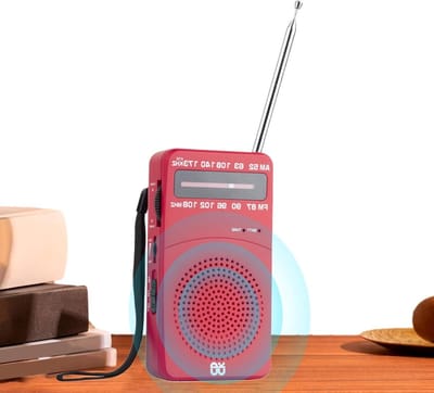 Draagbare FM-radio - Mini transistor - Buiten luisteren - Perfecte lokale ontvangst - Compact formaat - Rood