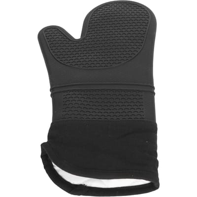 Ovenwanten Oblique Mond Textuur Silicone Antislip Zacht Duurzaam Flexibel in Gebruik Katoenen Voering black