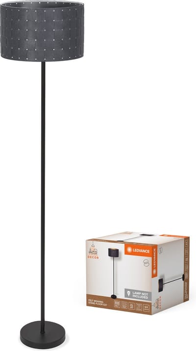 LEDVANCE vloerlamp Decor Felt Weaving Std Floor gemaakt van vilt en metaal, E 27 , 1560mm hoogte , warme lichteffecten door geweven lampenkap, duurzaam door vervangbare lichtbron, eenvoudig te installeren