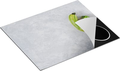 Chefcare Inductie Beschermer Twee Courgettes op Grijze Marmer - Groente - 65x50 cm - Afdekplaat Inductie - Kookplaat Beschermer - Inductie Mat