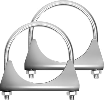 2 Stuks 304 RVS U Klemmen voor Uitlaat 70mm (2-3/4 inch) met Saddle Flens voor Uitlaatpijp Bevestiging en Installatie