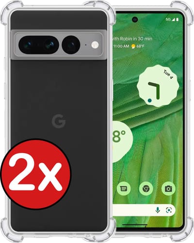Hoesje - 2 Stuks - Geschikt voor Google Pixel 7 Pro - Sterk & Shockproof - Back Cover - Siliconen Case - Telefoon Hoes Shock Proof - Telefoonhoes - Transparant