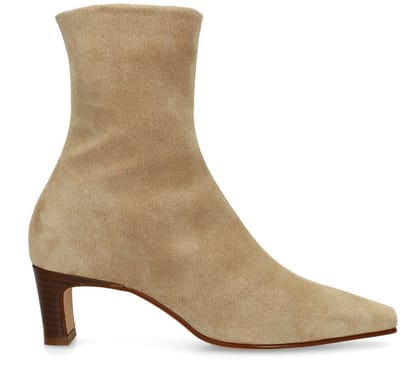 Sacha - Dames - Beige suède enkellaarsjes met hak - Maat 36