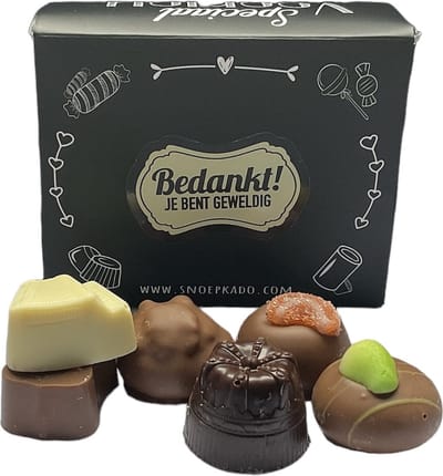 Bonbons - "Bedankt! Je bent geweldig" - 225 gram - Assorti Topkwaliteit - Doosje met teksten - Cadeauverpakking