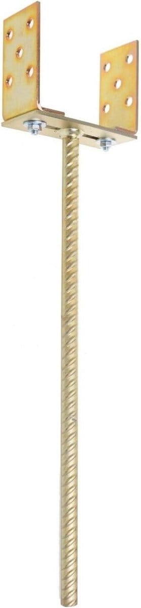 Paaldrager voor betonneren - Verstelbare U-vorm - Houten palen bevestigen - Thermisch verzinkt staal - 0-200 mm breed - Goudkleurig