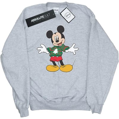 Disney Heren Mickey Mouse Kersttrui Stroke Sweatshirt (Sportgrijs)