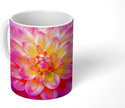 Mok - Koffiemok - Roze - Dahlia - Kleurrijk - Mokken - 350 ML - Beker - Koffiemokken - Theemok