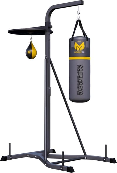 Boksstandaard Deluxe - Bokszak & Bal - Thuis Trainen - Vrijstaand Station - 208 cm Hoog - Grijs