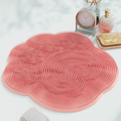 Douche Rugmassage Herbruikbare Reinigingsborstel Douche Voetwasmat Multifunctionele Zuignap Wandmat Wrijf Voet Armen Lichaam Bad roze